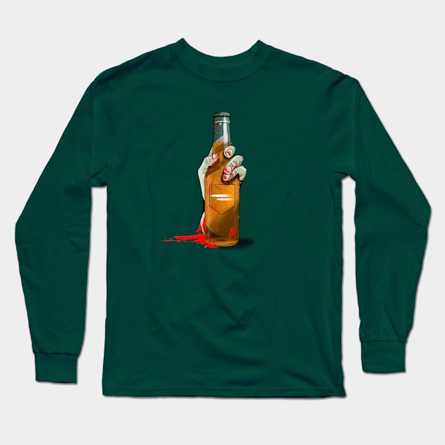 Zombie Hand Double Tap on Emerald Green Long Sleeve T-Shirt by LANStudios